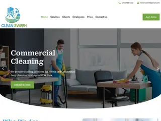 Home page of a New York commercial cleaning and hospitality staffing website built by Sleek Web Designs