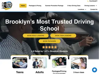 Home page of a Brooklyn driving school website built by Sleek Web Designs