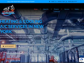 Home page of a New York heating and cooling contractor website built by Sleek Web Designs